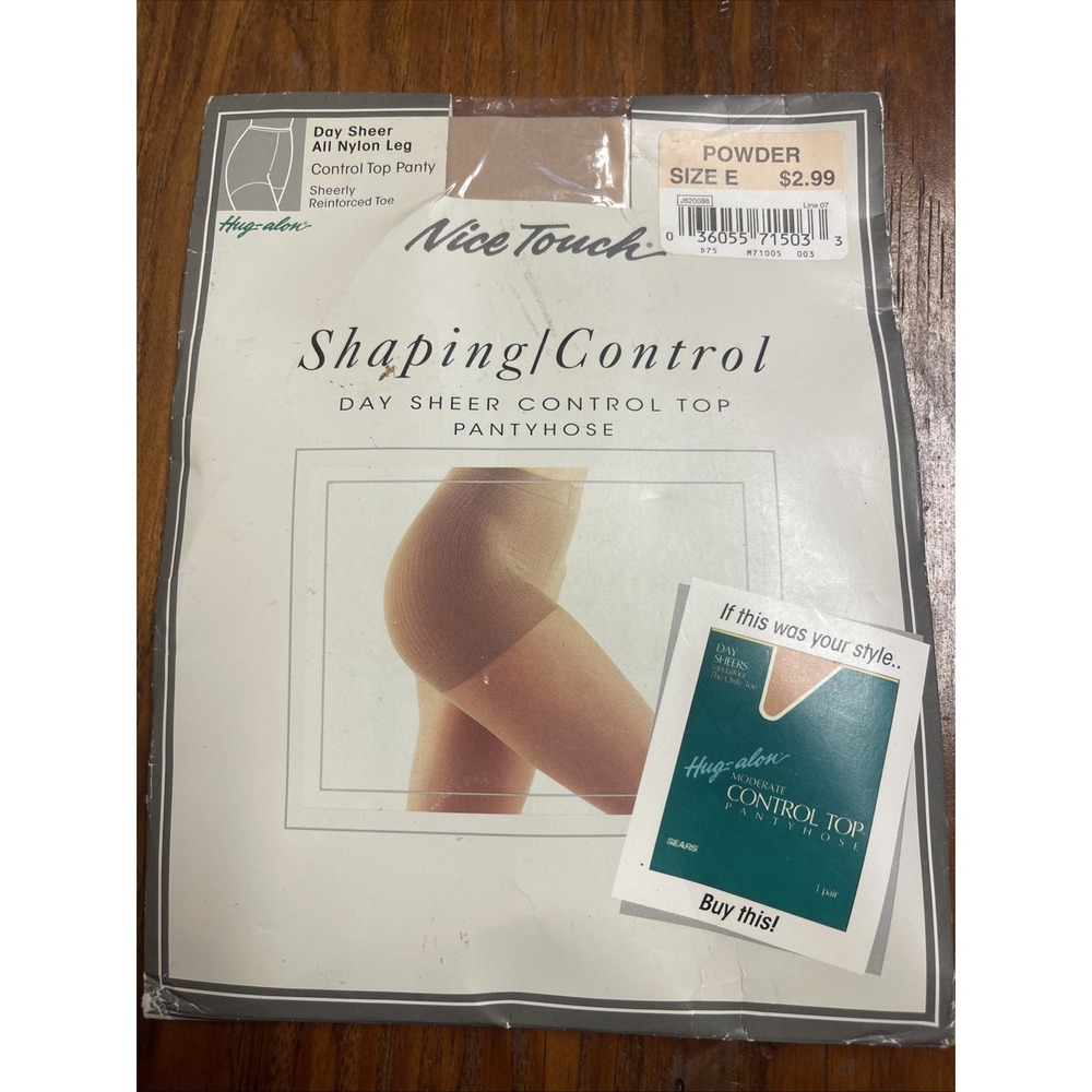 Nice Touch Sears Powder SZ E Day Sheer Panty Nylon Pantyhose Vintage Control Top
